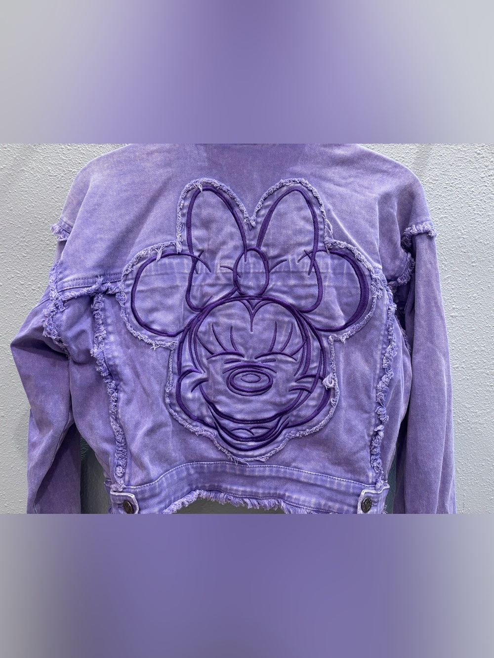 Purple Minnie Mouse Distressed Denim Jacket - Picture 5 of 11